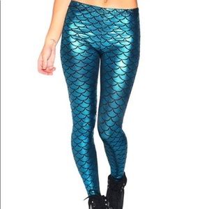 Blue silky mermaid leggings